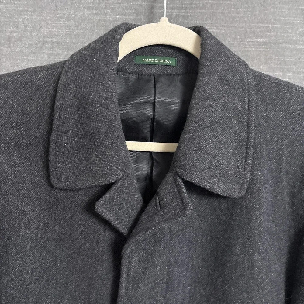 Lauren Ralph Lauren Coat Mens 40R Gray Wool Herringbone Overcoat Classic Jake